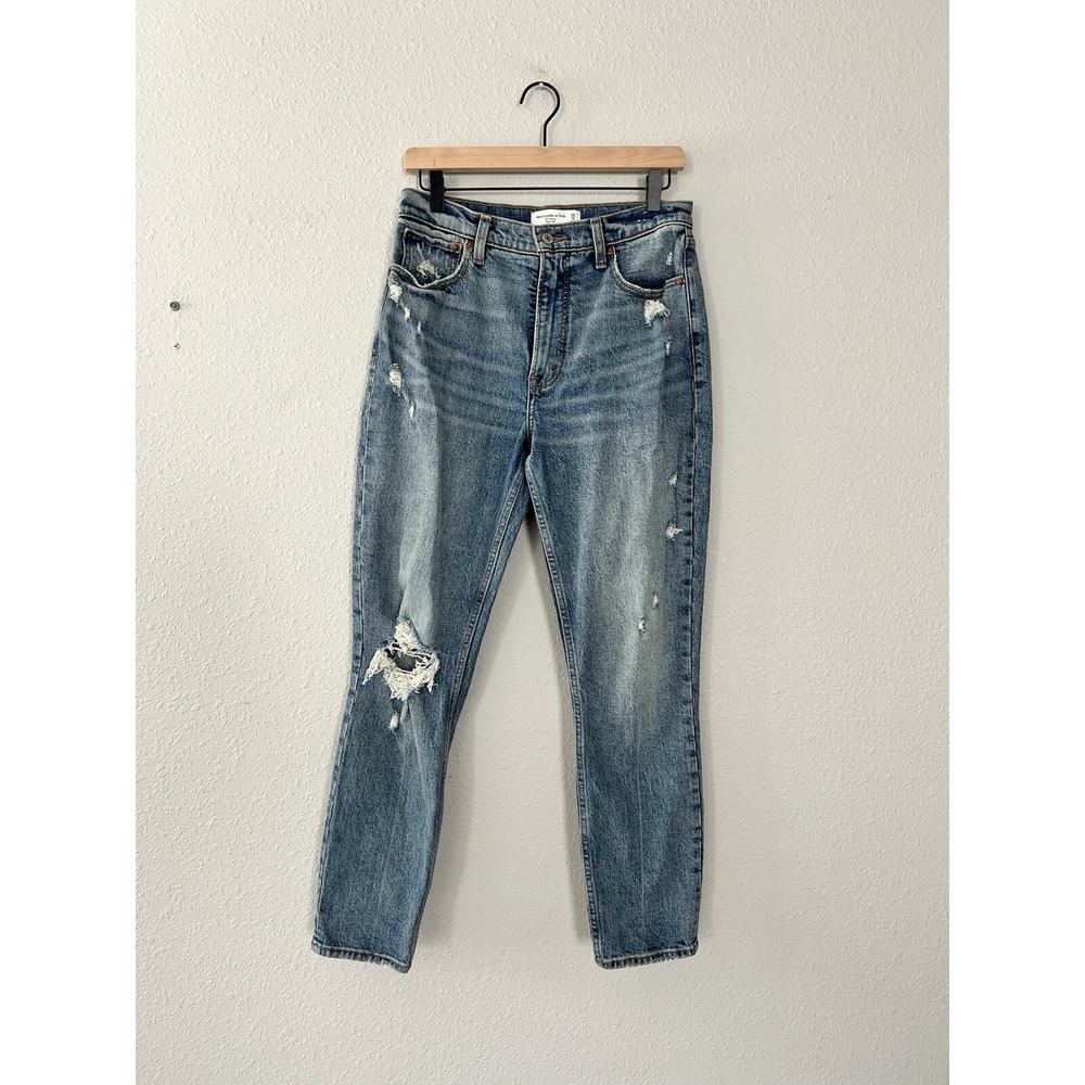 Abercrombie & Fitch The Skinny High Rise Jeans Women's 29/8 Medium Wash Distress